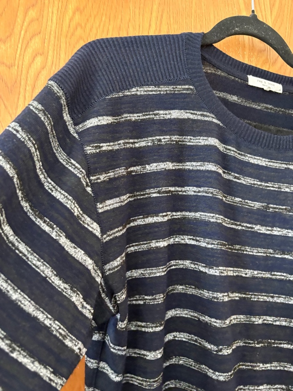 Rag & Bone Navy Crewneck stripe Sweater M - Picture 4 of 9